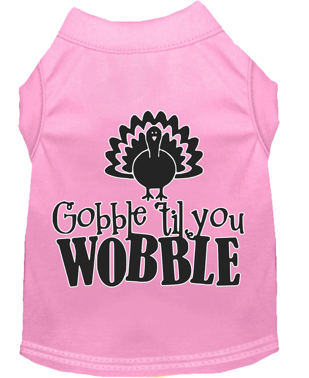 Gobble til You Wobble Screen Print Dog Shirt Light Pink XXL